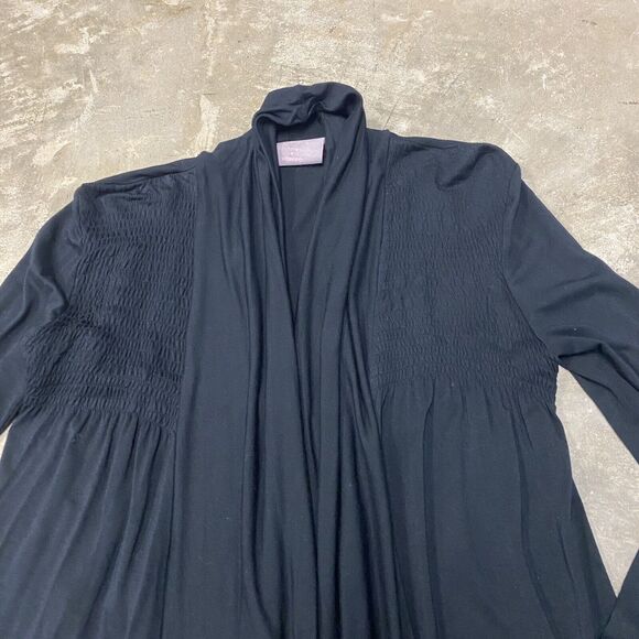 Romeo & Juliet Couture Draped Smocked Cardigan Top Womens Sz S Black - Picture 8 of 13